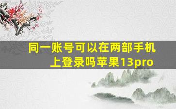 同一账号可以在两部手机上登录吗苹果13pro