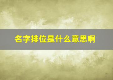 名字排位是什么意思啊