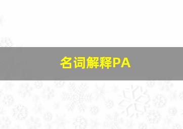 名词解释PA