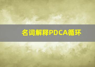 名词解释PDCA循环