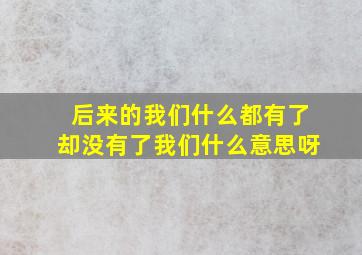 后来的我们什么都有了却没有了我们什么意思呀