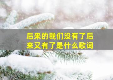 后来的我们没有了后来又有了是什么歌词