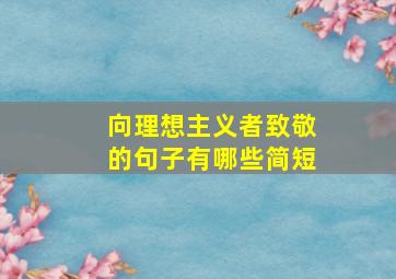 向理想主义者致敬的句子有哪些简短