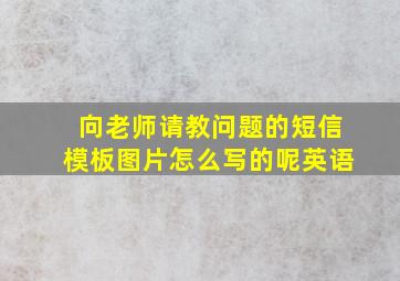 向老师请教问题的短信模板图片怎么写的呢英语