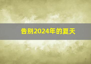 告别2024年的夏天