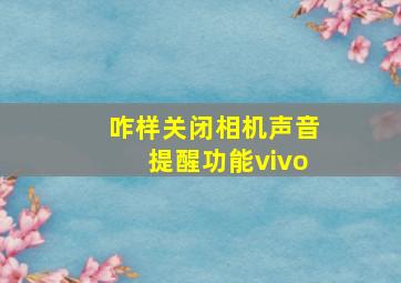 咋样关闭相机声音提醒功能vivo