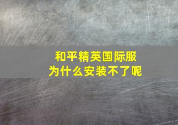 和平精英国际服为什么安装不了呢