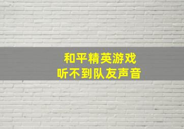 和平精英游戏听不到队友声音