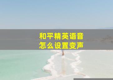 和平精英语音怎么设置变声