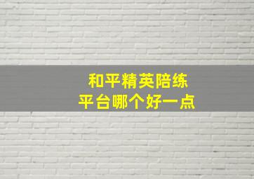 和平精英陪练平台哪个好一点