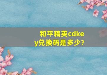 和平精英cdkey兑换码是多少?