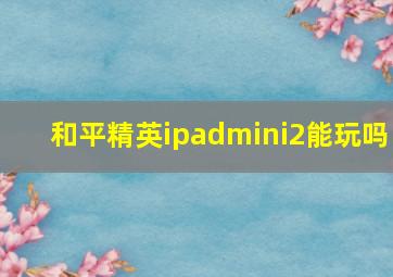 和平精英ipadmini2能玩吗