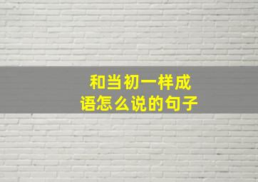 和当初一样成语怎么说的句子