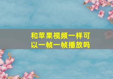 和苹果视频一样可以一帧一帧播放吗