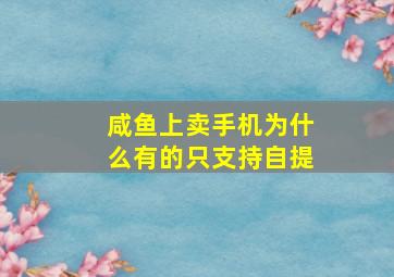 咸鱼上卖手机为什么有的只支持自提