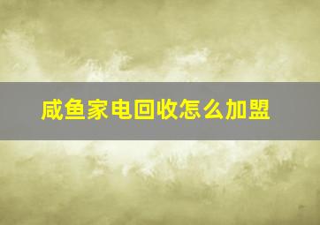 咸鱼家电回收怎么加盟