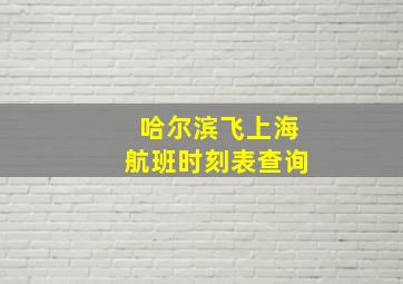 哈尔滨飞上海航班时刻表查询