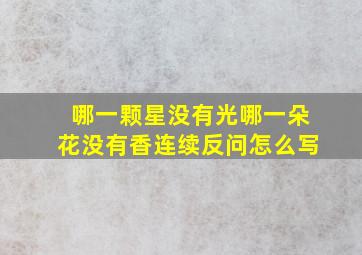 哪一颗星没有光哪一朵花没有香连续反问怎么写