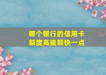 哪个银行的信用卡额度高提额快一点