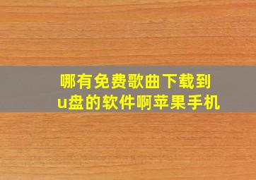 哪有免费歌曲下载到u盘的软件啊苹果手机