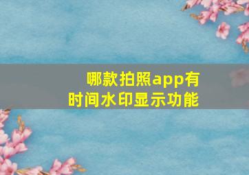 哪款拍照app有时间水印显示功能