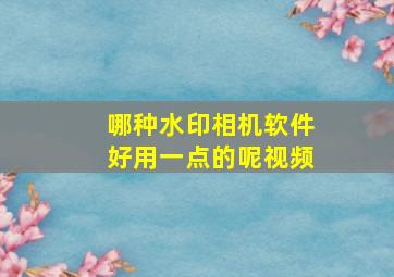 哪种水印相机软件好用一点的呢视频