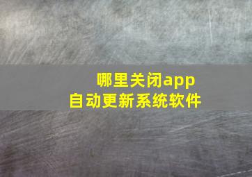 哪里关闭app自动更新系统软件