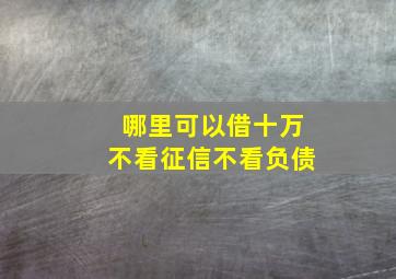 哪里可以借十万不看征信不看负债