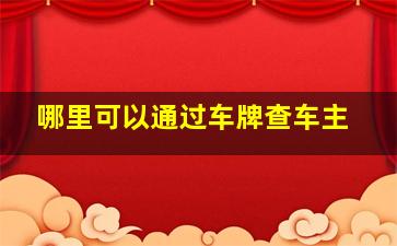 哪里可以通过车牌查车主