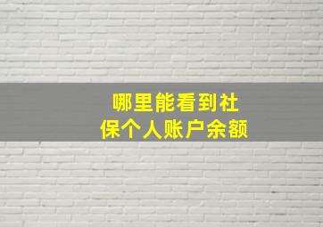 哪里能看到社保个人账户余额