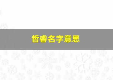 哲睿名字意思