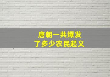 唐朝一共爆发了多少农民起义