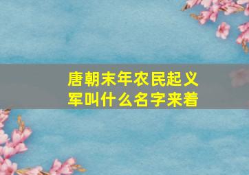 唐朝末年农民起义军叫什么名字来着