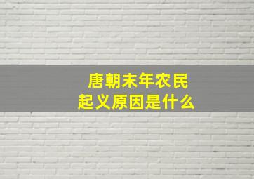 唐朝末年农民起义原因是什么