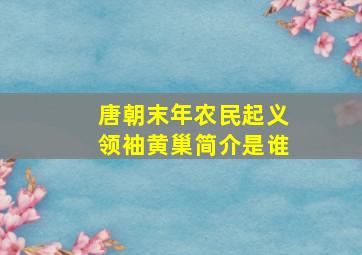 唐朝末年农民起义领袖黄巢简介是谁