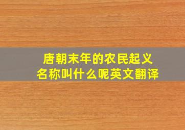 唐朝末年的农民起义名称叫什么呢英文翻译