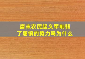 唐末农民起义军削弱了藩镇的势力吗为什么