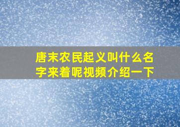 唐末农民起义叫什么名字来着呢视频介绍一下