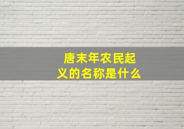 唐末年农民起义的名称是什么