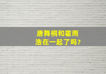 唐舞桐和霍雨浩在一起了吗?