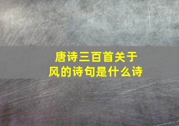 唐诗三百首关于风的诗句是什么诗