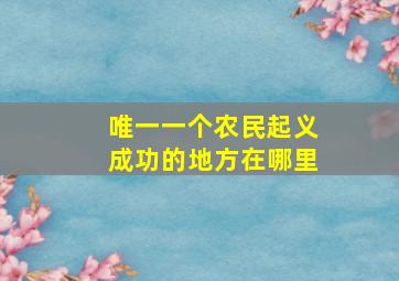 唯一一个农民起义成功的地方在哪里