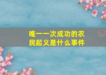 唯一一次成功的农民起义是什么事件