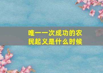 唯一一次成功的农民起义是什么时候