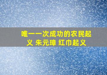 唯一一次成功的农民起义 朱元璋 红巾起义