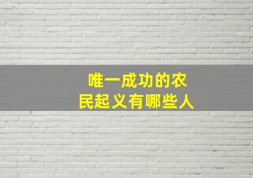 唯一成功的农民起义有哪些人