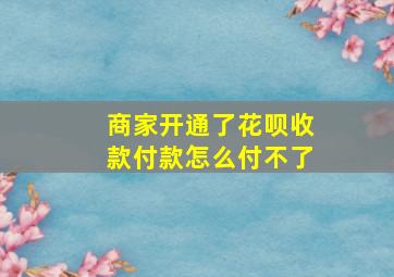 商家开通了花呗收款付款怎么付不了