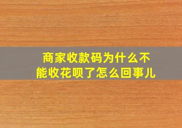 商家收款码为什么不能收花呗了怎么回事儿