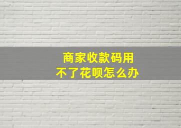 商家收款码用不了花呗怎么办