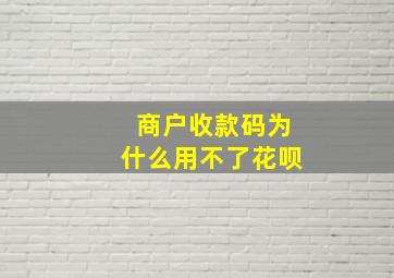 商户收款码为什么用不了花呗